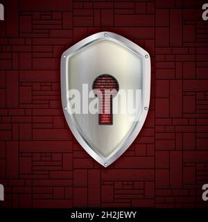 Vector security concept with red brick background Stock Vector