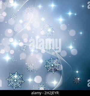 Vector blue snowflakes shining background Stock Vector