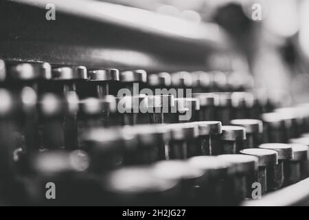 Vintage typewriter keys for typing. Close up Stock Photo