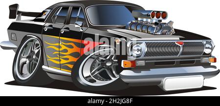 Cartoon retro hot rod isolated on white background. Available EPS-8 vector format separated by groups and layers for easy edit Stock Vector
