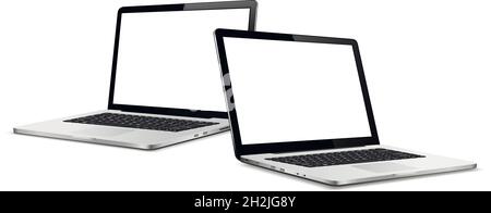 Two laptops with blank space Stock Vector