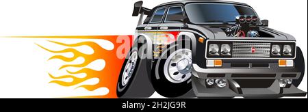 Cartoon retro hot rod isolated on white background. Available EPS-10 vector format separated by groups and layers for easy edit Stock Vector