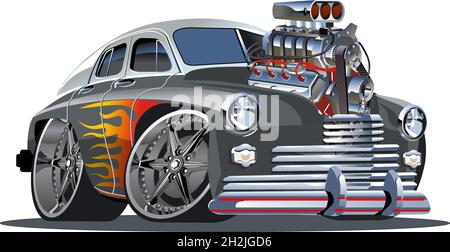 Cartoon retro hot rod isolated on white background. Available EPS-10 vector format separated by groups and layers for easy edit Stock Vector