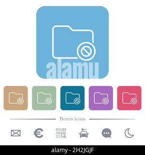 Directory disabled outline white flat icons on color rounded square backgrounds. 6 bonus icons included Stock Vector