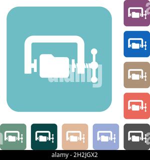 Folder compression solid white flat icons on color rounded square backgrounds Stock Vector
