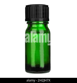 Glass green bottle medicine packaging, isolated on white background. (with clipping path) Stock Photo