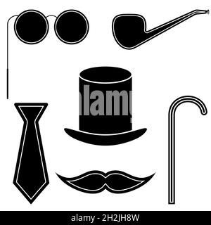 Men hat outline vector icon. Thin line black men hat icon, flat