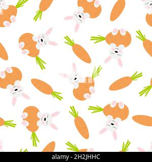 Seamless baby pattern with rabbit and carrot Stock Vector
