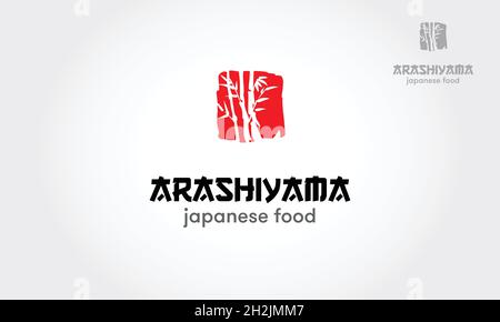 Arashiyama Japanese Food Vector Logo Template. Japanese food vector logo illustration. Arashiyama bamboo forest style logo design. Stock Vector