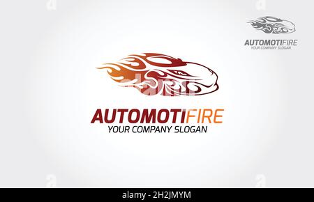Automotive Fire Vector Logo. This logo that suitable for related to workshop, service, automobile, automotive, racing, machinery, technology, etc. Stock Vector