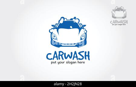 Car Wash Bubbles Service Cartoon Logo Illustration. Flat icon modern vector logo template on white background. Stock Vector