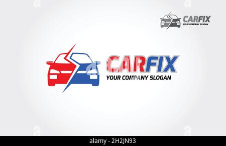 Car Fix Vector Template.  Logo of stylized car suitable for fixing car, insurance, and renting. Stock Vector