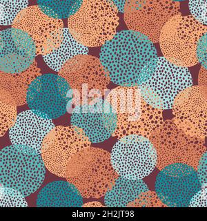 Vector seamless pattern with abstract round shapes. Background with perforated circles. Stock Vector