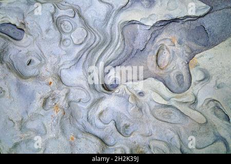 A trace in the rock from the lava Stock Photo