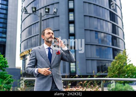 executive having a business phone conversation Stock Photo
