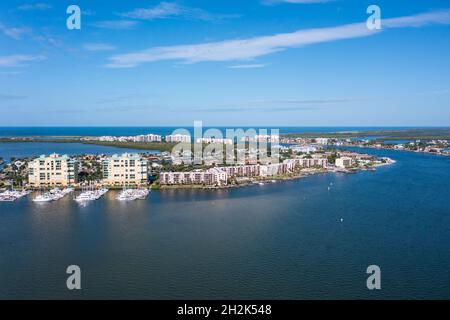 Marco Island is a barrier island in the Gulf of Mexico off Southwest Florida, linked to the mainland by bridges south of the city of Naples. It’s home Stock Photo