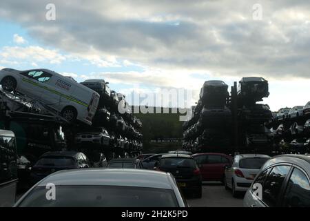 scrap yard for cars in Daventry Northamptonshire UK Stock Photo