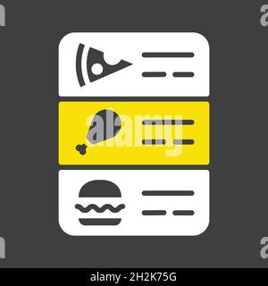 Online food menu vector glyph icon. Delivery sign. Graph symbol for cooking web site and apps design, logo, app, UI Stock Vector
