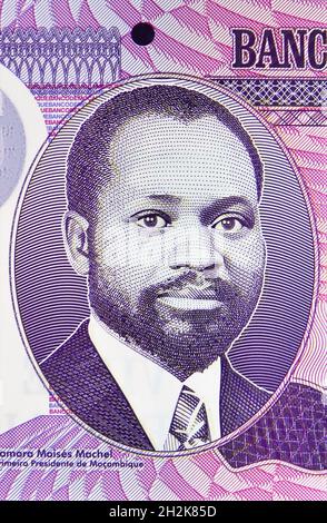 20 Meticais polymer banknote, Bank of Mozambique, closeup bill fragment shows Samora Moises Machel, issued 2011 Stock Photo