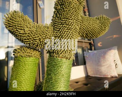 Closeup shot of a decorative cactus made from ropes Stock Photo