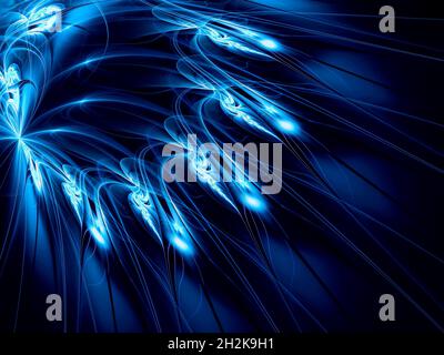 Flower brightly glowing in the dark - fractal abstract illustration Stock Photo