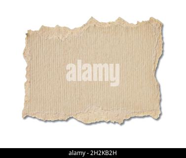 note paper blank sign tag label background ripped torn pad message vintage retro brown cardbord Stock Photo