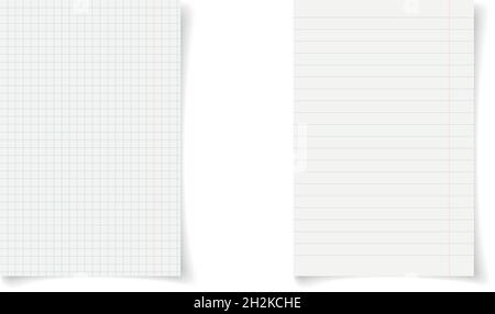 Vector drawing. Sheets paper in a cage and a line on white background Stock Vector