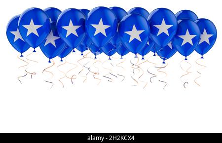 Balloons with Somali flag, 3D rendering isolated on white background Stock Photo