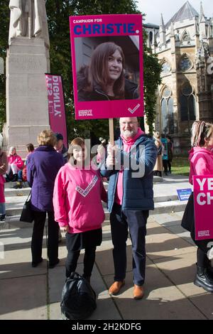 London, UK. 22nd Oct, 2021. The families' campaign to change the law allows victims to choose to die in dignity. Stop using them as an experiment. Credit: Picture Capital/Alamy Live News Stock Photo