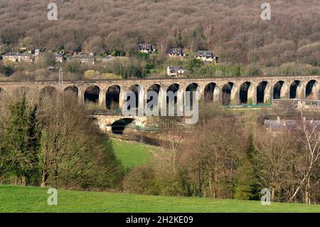 Copley railway viaduct, Copley, West Yorkshire Stock Photo