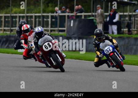 Michael Russell, Norton Manx Atlas, James Hillier, Yamaha TZ350G, Hailwood Trophy for two stroke 250cc and 350cc bikes, Sheene Trophy for Formula 750 Stock Photo