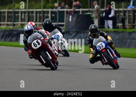 Michael Russell, Norton Manx Atlas, James Hillier, Yamaha TZ350G, Hailwood Trophy for two stroke 250cc and 350cc bikes, Sheene Trophy for Formula 750 Stock Photo