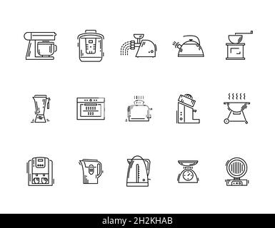 Kitchen appliances and kitchenware icons - vector icon set Stock Vector