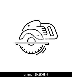 Working tools for construction and repair line icon angle grinder Stock Vector