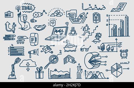Hand drawn vector elements, symbols. Business doodles Stock Vector