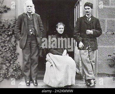 BEATRIX POTTER (1866-1943) English writer and scientist with her father Rupert  and brother Walter in 1894 Stock Photo