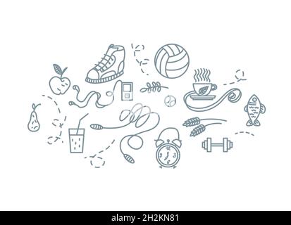 Hand drawn sport equipment icons vector illustration Stock Vector Image ...