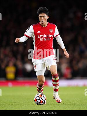 Arsenal's Takehiro Tomiyasu during the Premier League match at the Emirates Stadium, London. Picture date: Friday October 22, 2021. Stock Photo