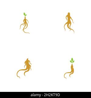 Ginseng logo set illustration vector template Stock Vector