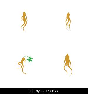 Ginseng logo set illustration vector template Stock Vector