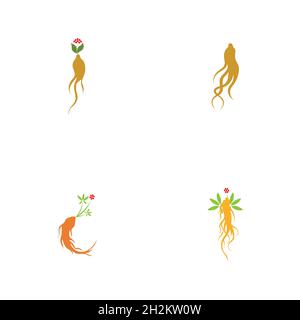 Ginseng logo set illustration vector template Stock Vector