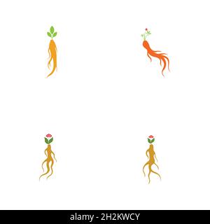Ginseng logo set illustration vector template Stock Vector