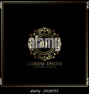 RF Initial Letter Luxury Logo template in vector for Restaurant, Royalty, Boutique, Cafe, Hotel, Heraldic, Jewelry, Fashion and other vector illustrat Stock Vector
