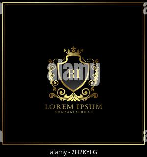 RI Initial Letter Luxury Logo template in vector for Restaurant, Royalty, Boutique, Cafe, Hotel, Heraldic, Jewelry, Fashion and other vector illustrat Stock Vector