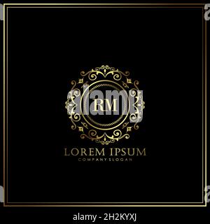 RM Initial Letter Luxury Logo template in vector for Restaurant, Royalty, Boutique, Cafe, Hotel, Heraldic, Jewelry, Fashion and other vector illustrat Stock Vector