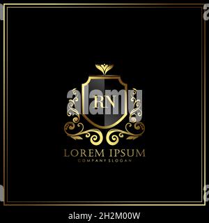 RN Initial Letter Luxury Logo template in vector for Restaurant, Royalty, Boutique, Cafe, Hotel, Heraldic, Jewelry, Fashion and other vector illustrat Stock Vector