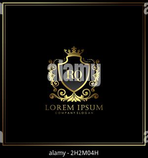 RQ Initial Letter Luxury Logo template in vector for Restaurant, Royalty, Boutique, Cafe, Hotel, Heraldic, Jewelry, Fashion and other vector illustrat Stock Vector
