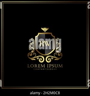 RW Initial Letter Luxury Logo template in vector for Restaurant, Royalty, Boutique, Cafe, Hotel, Heraldic, Jewelry, Fashion and other vector illustrat Stock Vector
