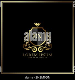RX Initial Letter Luxury Logo template in vector for Restaurant, Royalty, Boutique, Cafe, Hotel, Heraldic, Jewelry, Fashion and other vector illustrat Stock Vector