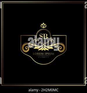 SB Initial Letter Luxury Logo template in vector for Restaurant, Royalty, Boutique, Cafe, Hotel, Heraldic, Jewelry, Fashion and other vector illustrat Stock Vector